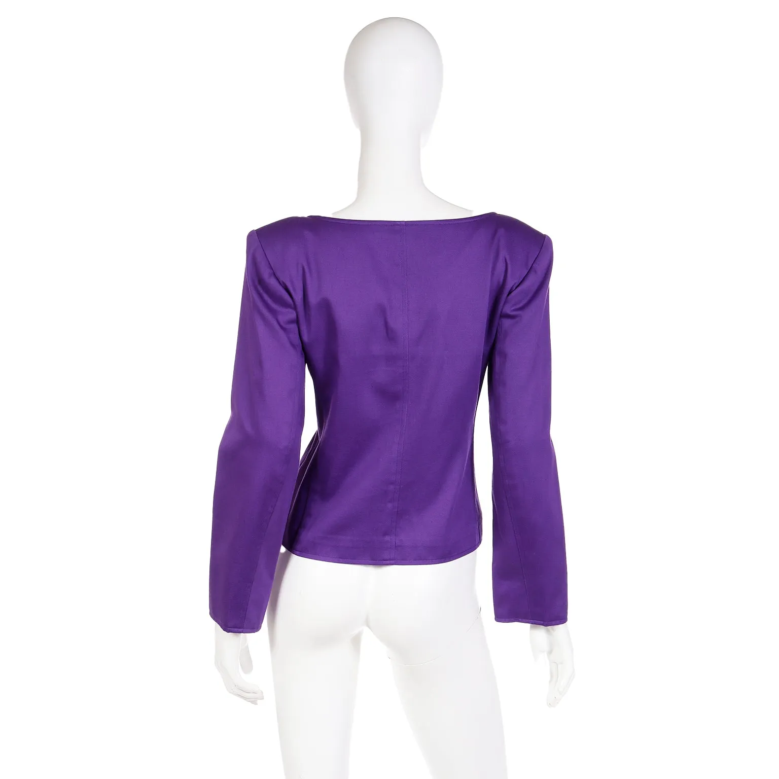 1985 Yves Saint Laurent Purple Scalloped Neckline Cotton Runway Jacket