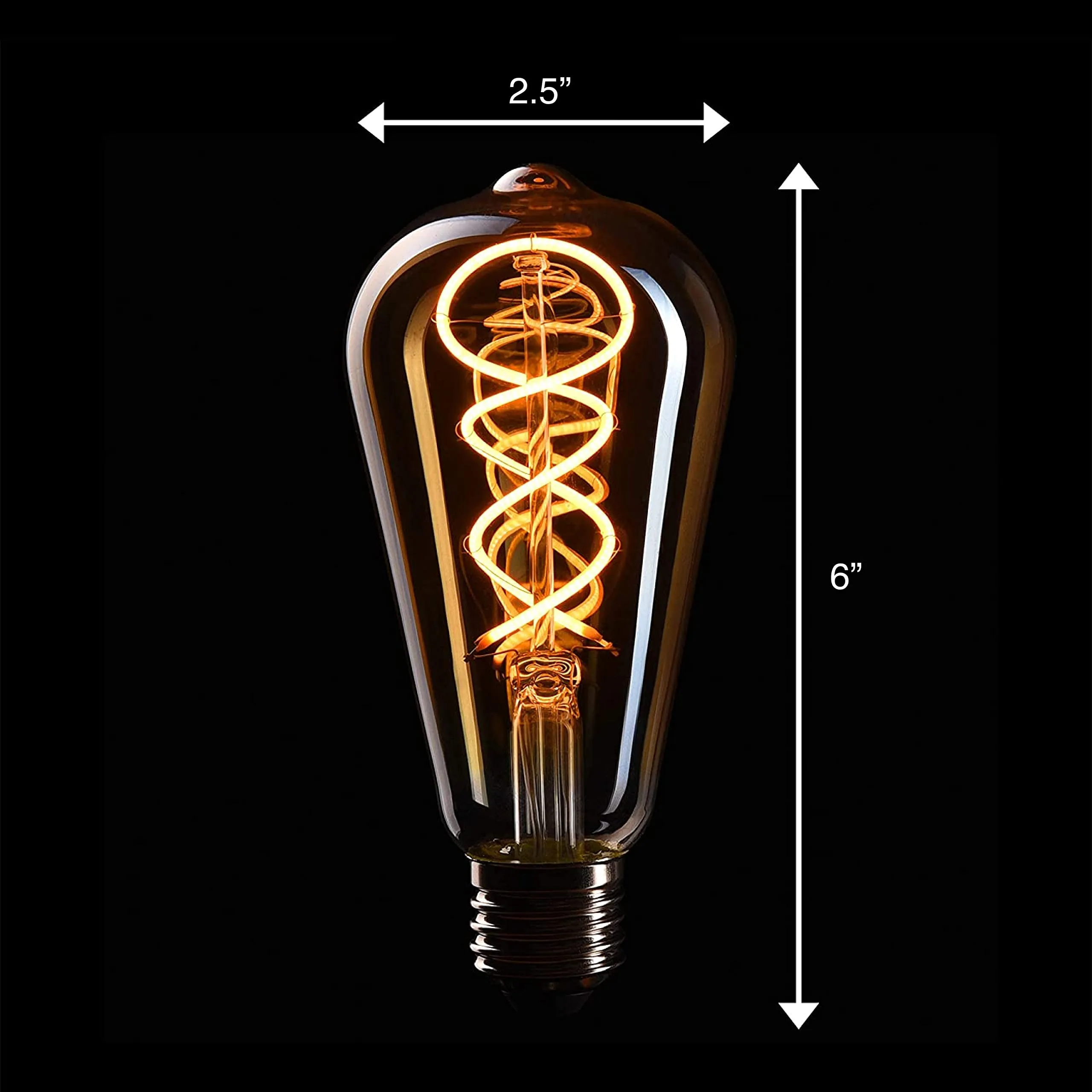 6x Edison Light Bulb E26 Base Dimmable Incandescent Bulbs, 110v-130v, 40 Watt