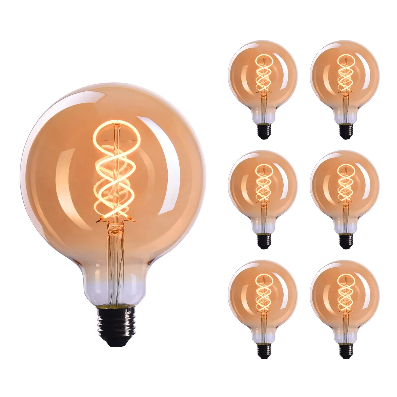 6x Edison Light Bulb E26 Base Dimmable Incandescent Bulbs, 110v-130v, 40 Watt