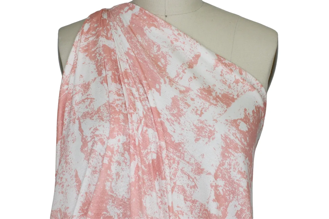 Abstract Print Rayon Jersey - Peach/White