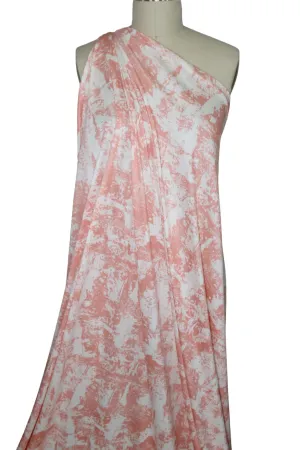 Abstract Print Rayon Jersey - Peach/White