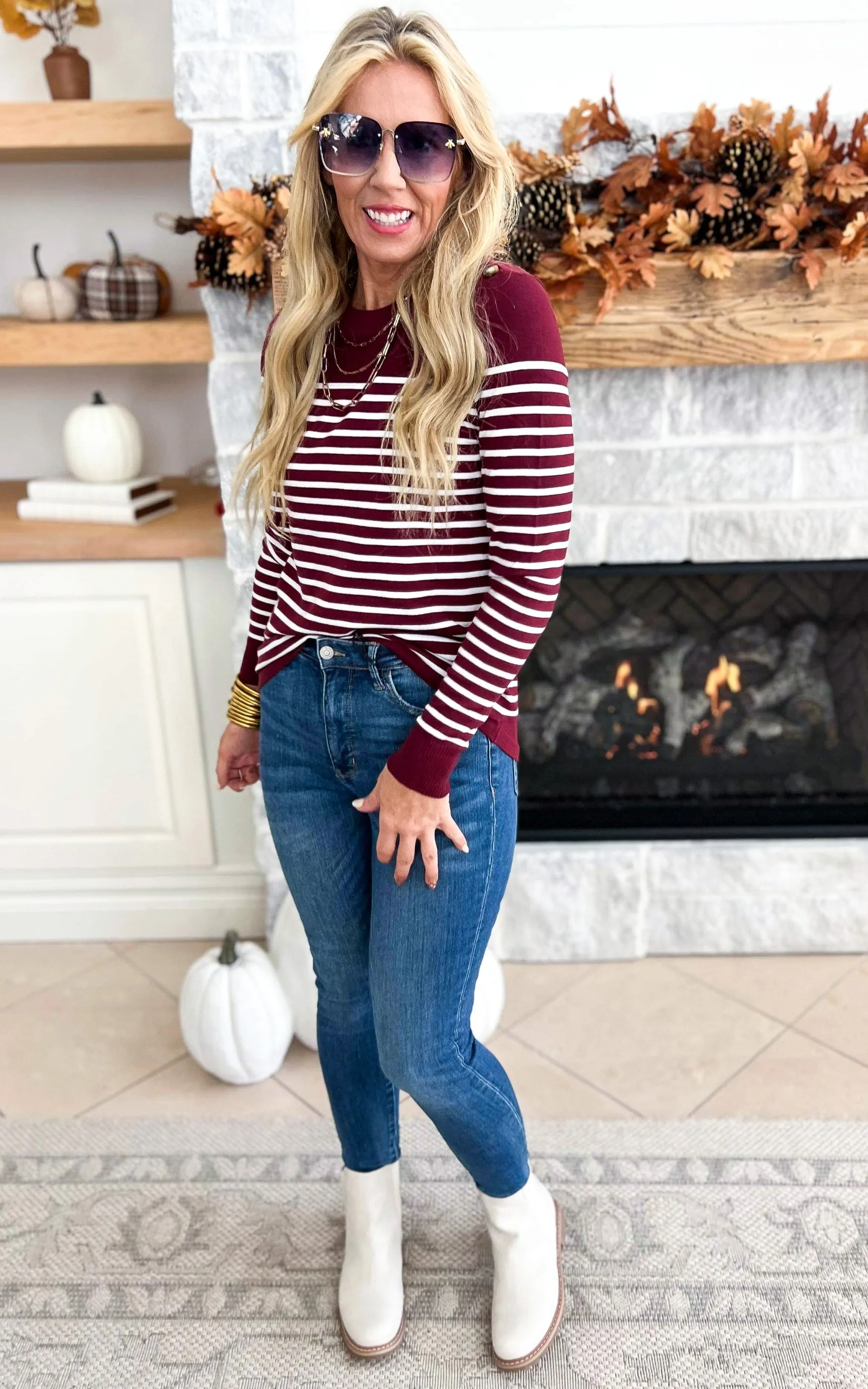 All is Well in My Stripe Colorblock Sweater w/ Button Details