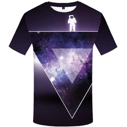 Astronaut T-shirt Men Space T shirts Funny Cartoon Tshirts Casual Purple T-shirts Graphic Harajuku T-shirts 3d Short Sleeve