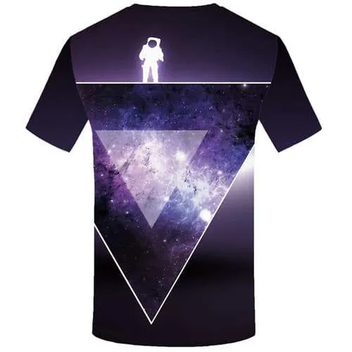 Astronaut T-shirt Men Space T shirts Funny Cartoon Tshirts Casual Purple T-shirts Graphic Harajuku T-shirts 3d Short Sleeve