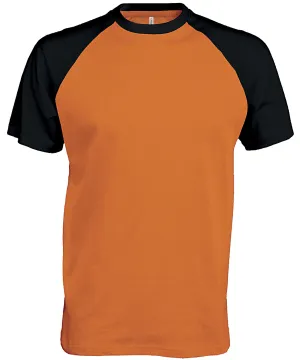 Baseball Short-sleeved two-tone T-shirt | Orange/Black