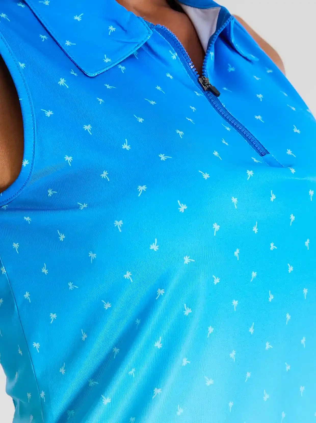 Blue Dot Gradient Print Athletic Polo Shirts For Women