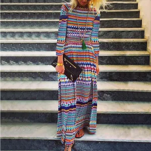 Bohemia Multicolor Striped Maxi Dress