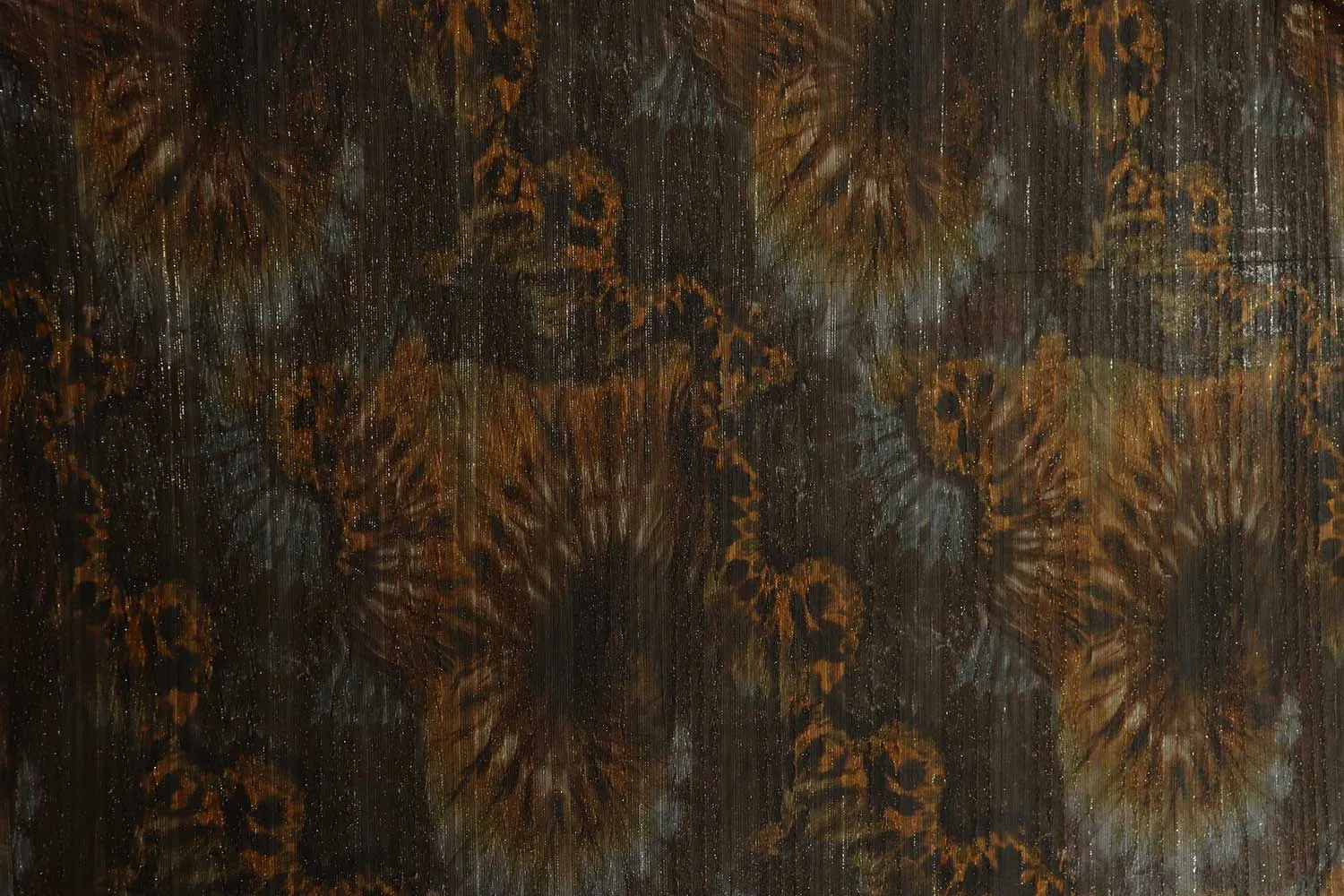 Brown Printed Pleated Lurex Knit Fabric