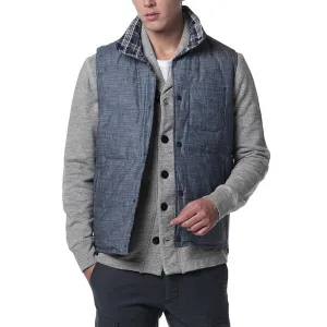 Campbell Quilted Reversible Down Vest - Blue Chambray