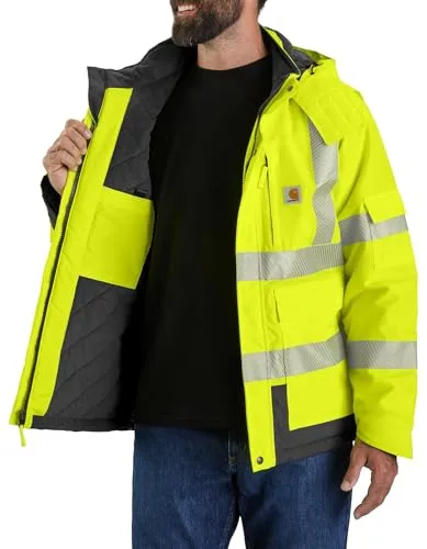 Carhartt 106694 Men's High-Visibility Waterproof Loose Fit Heavyweight Insulated Class 3 Jacket