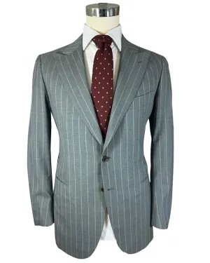 Cesare Attolini Suit Gray Stripes Peak Lapel EU 46/ US 36