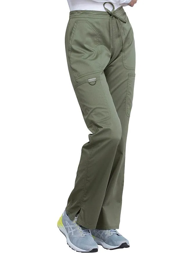 Cherokee Workwear Revolution Women's Mid Rise Moderate Flare Drawstring Tall Pant