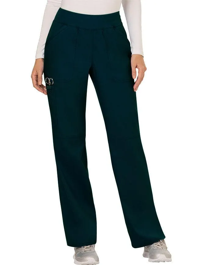 Cherokee Workwear Revolution Women's Mid Rise Straight Leg Pull-on Petite Pant