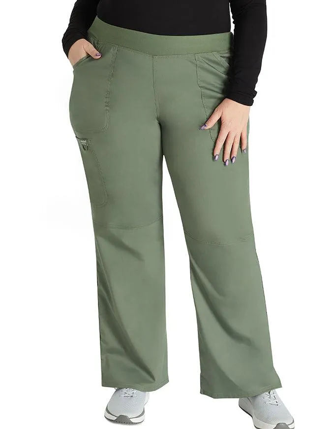 Cherokee Workwear Revolution Women's Mid Rise Straight Leg Pull-on Petite Pant