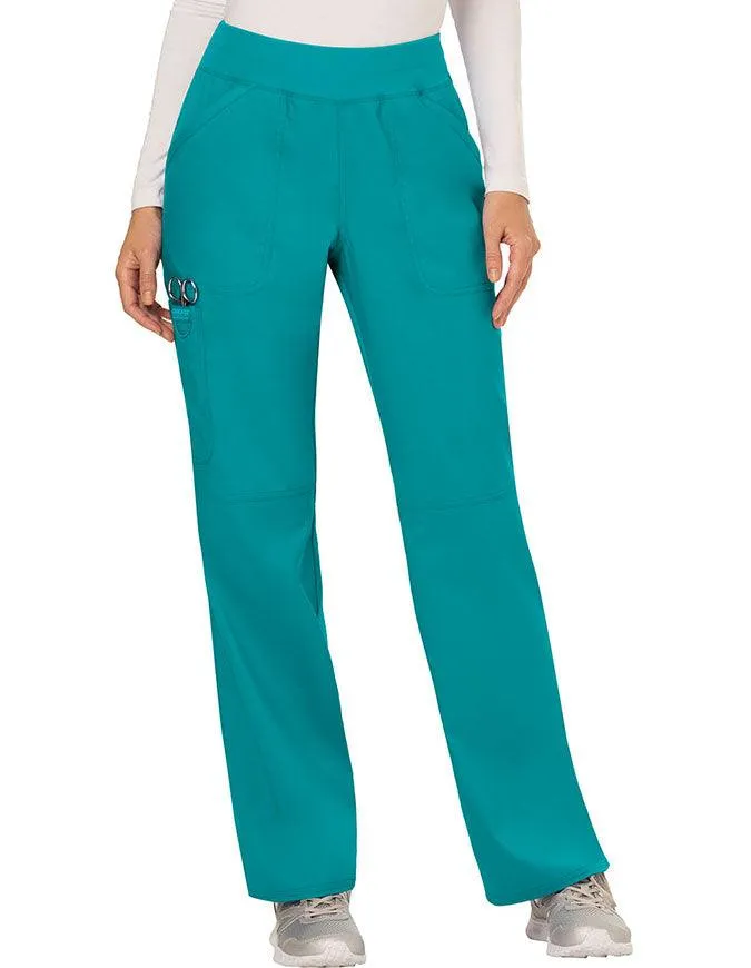 Cherokee Workwear Revolution Women's Mid Rise Straight Leg Pull-on Petite Pant