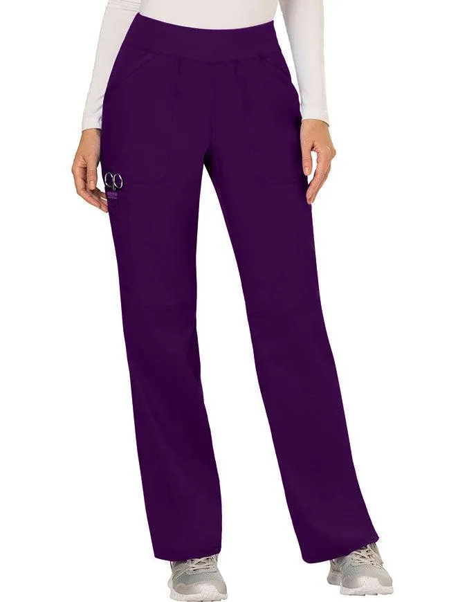 Cherokee Workwear Revolution Women's Mid Rise Straight Leg Pull-on Petite Pant