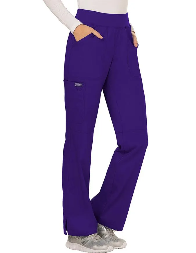 Cherokee Workwear Revolution Women's Mid Rise Straight Leg Pull-on Petite Pant