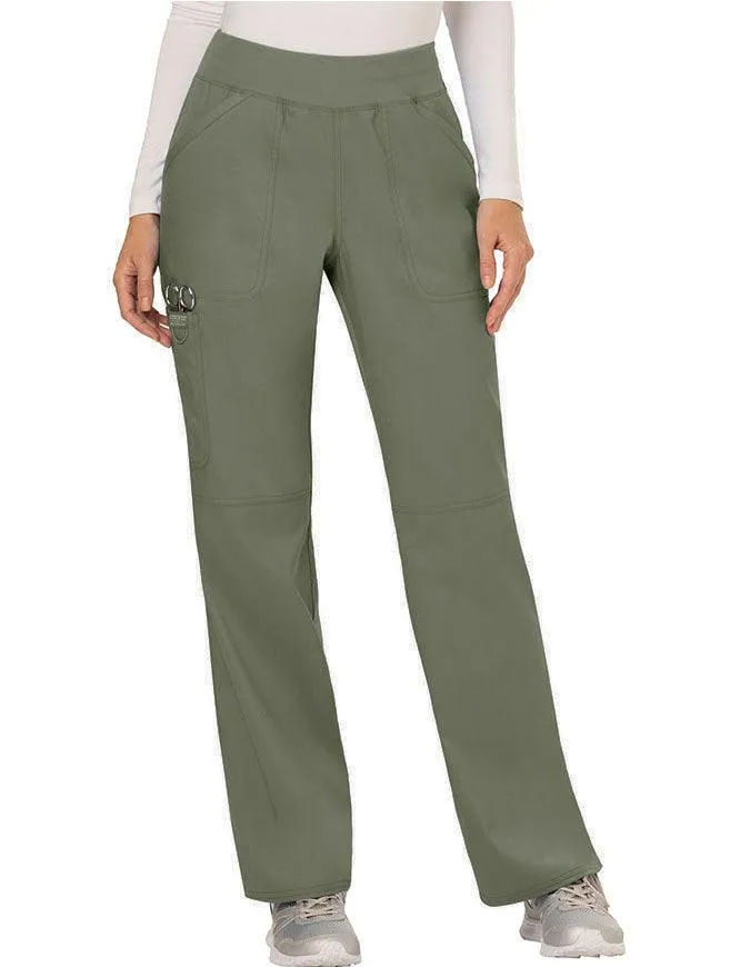 Cherokee Workwear Revolution Women's Mid Rise Straight Leg Pull-on Petite Pant