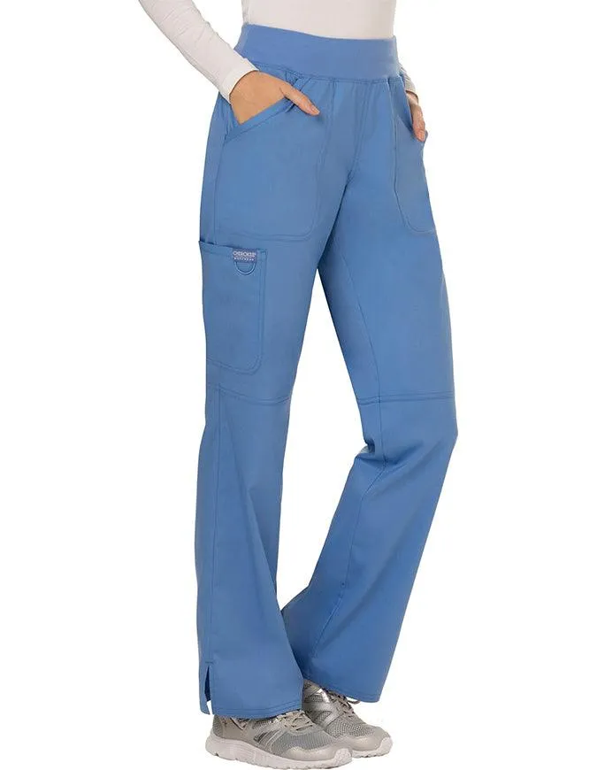 Cherokee Workwear Revolution Women's Mid Rise Straight Leg Pull-on Petite Pant