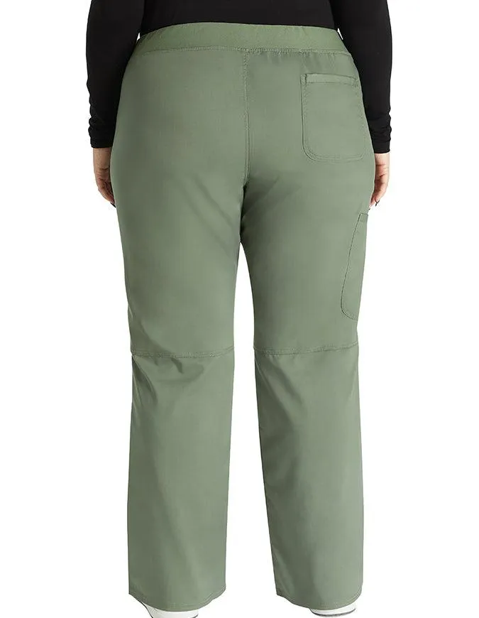 Cherokee Workwear Revolution Women's Mid Rise Straight Leg Pull-on Petite Pant