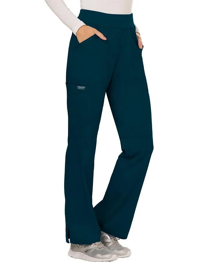 Cherokee Workwear Revolution Women's Mid Rise Straight Leg Pull-on Petite Pant