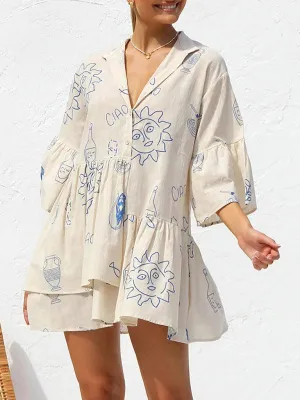 Comfortable Trumpet Sleeve Ethnic Dress