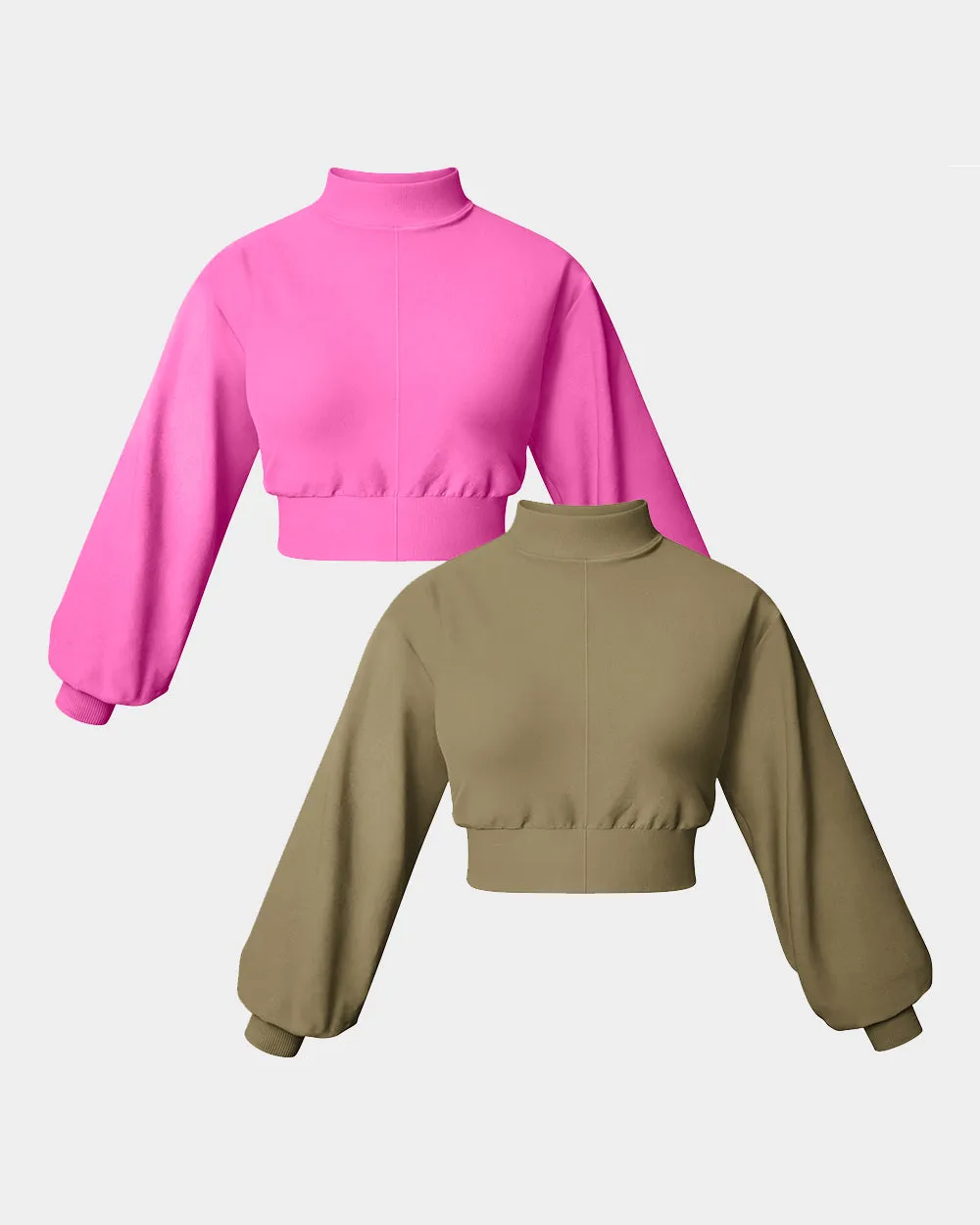 Cropped Pullover Half High Neck Casual Long Sleeve Shirts