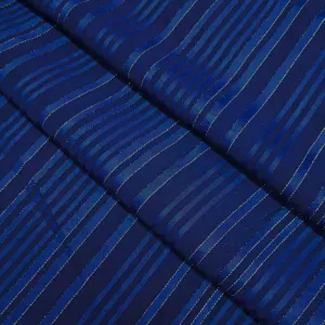 Dark Blue Stripes Printed Georgette Fabric (Wholesale)