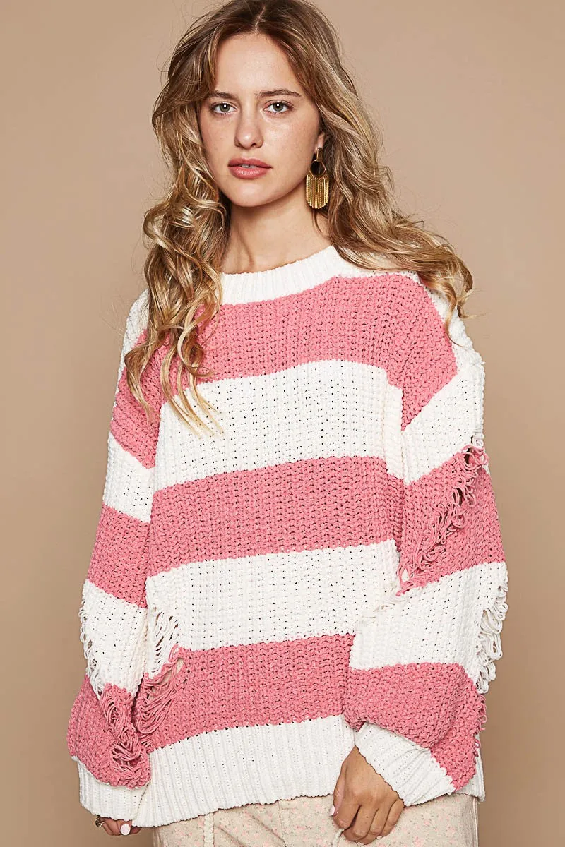 Distressed Stripe Sweater | POL