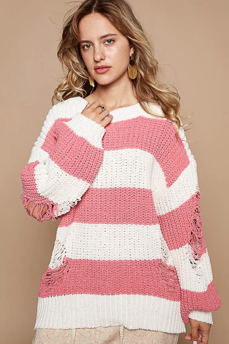 Distressed Stripe Sweater | POL