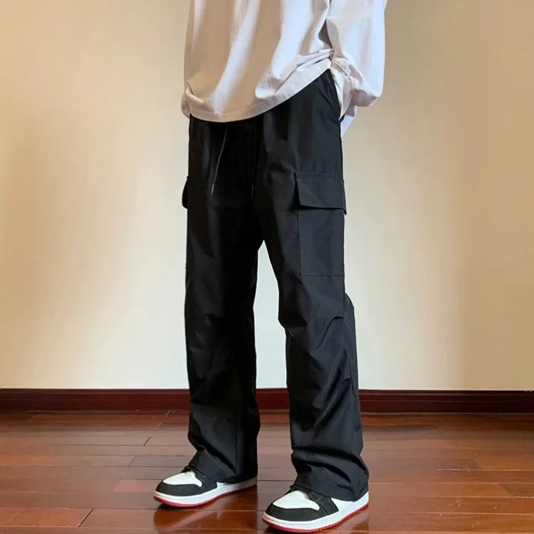 Drawstring Cargo Parachute Pants