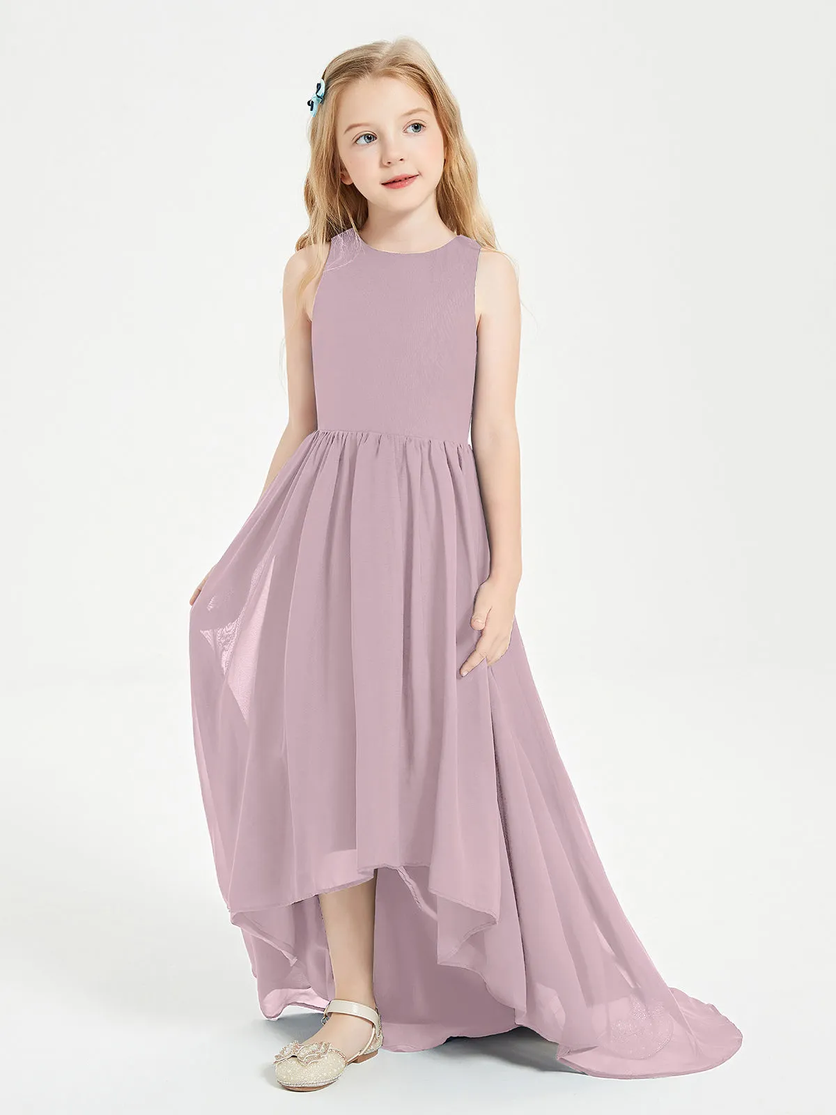 Exquisite Asymmetrical Junior Bridesmaid Dresses Scoop Neck Dusk