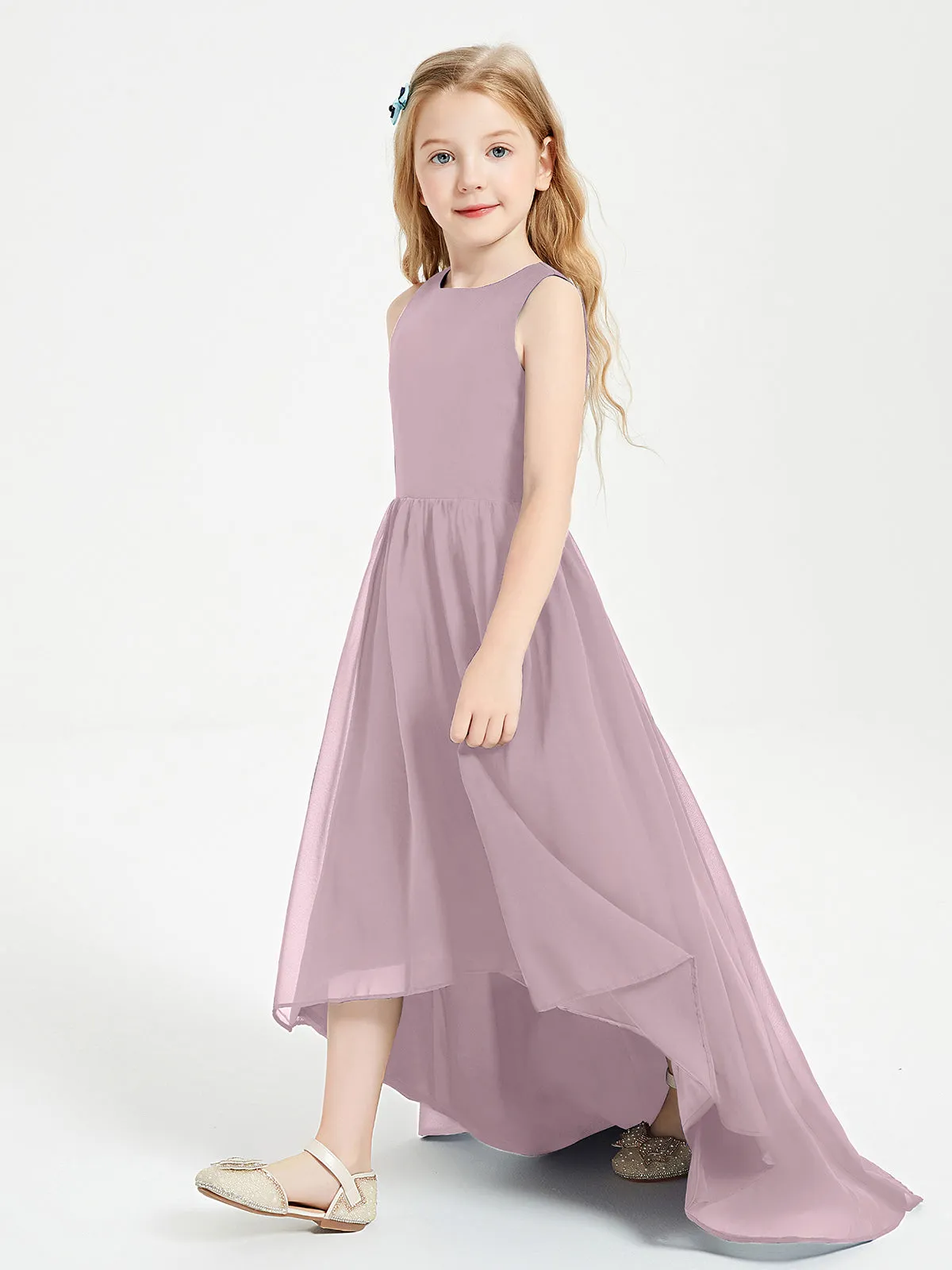 Exquisite Asymmetrical Junior Bridesmaid Dresses Scoop Neck Dusk