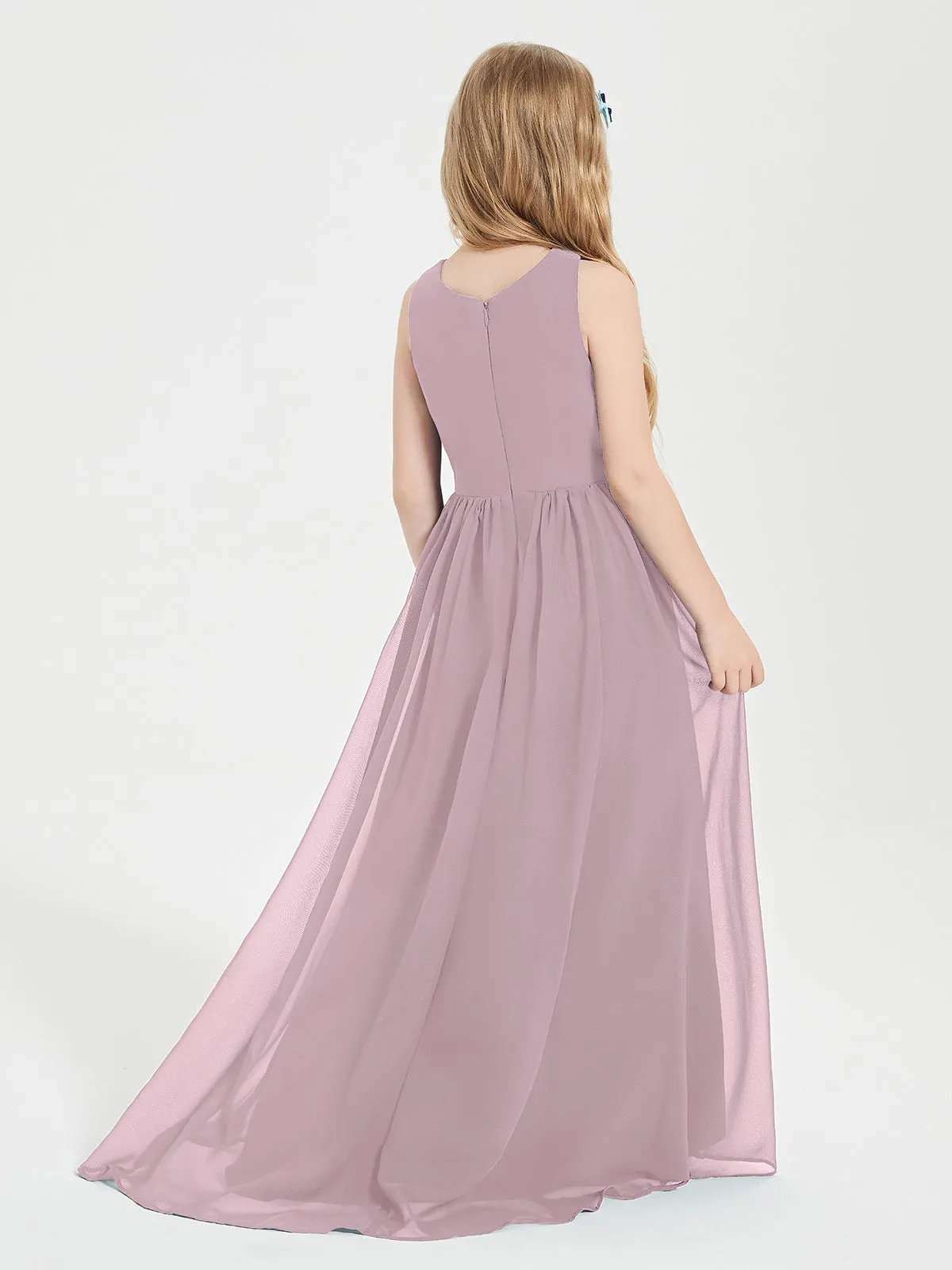 Exquisite Asymmetrical Junior Bridesmaid Dresses Scoop Neck Dusk