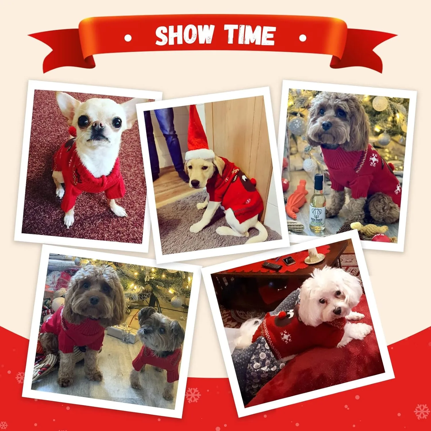 Festive Red Reindeer Dog Sweater