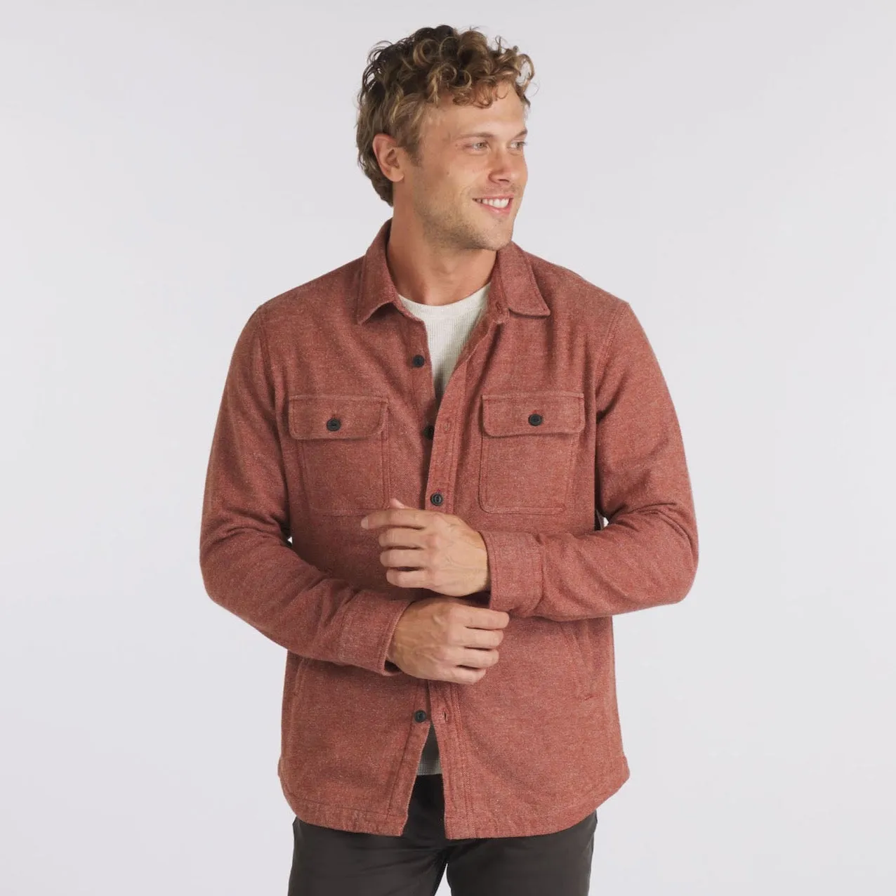 Flannel Twill Shirt Jacket - Brandy Brown