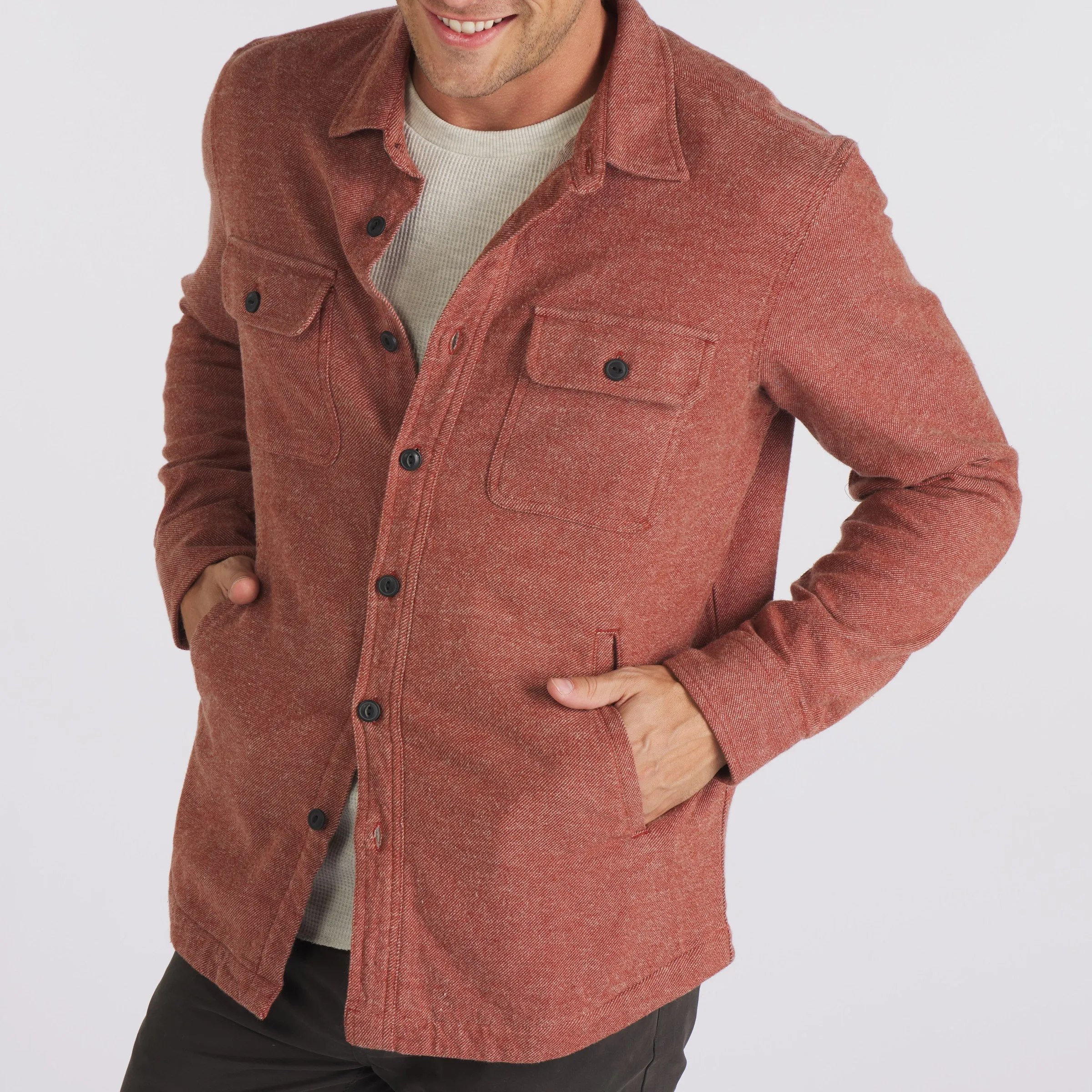 Flannel Twill Shirt Jacket - Brandy Brown