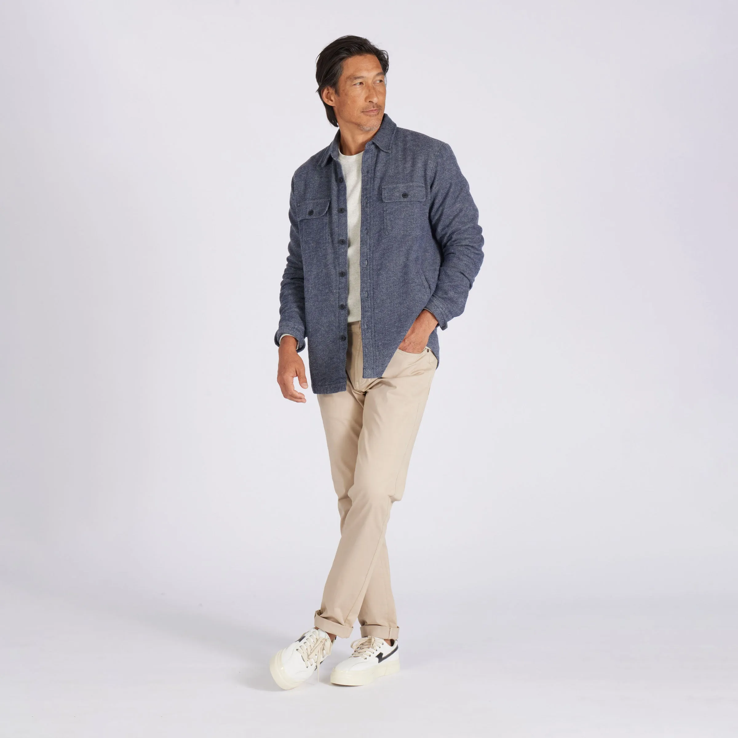 Flannel Twill Shirt Jacket - Sky Captain