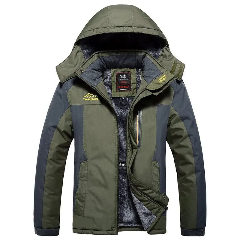 Fleece Thick Waterproof Hooded Parkas Jacket For Winter