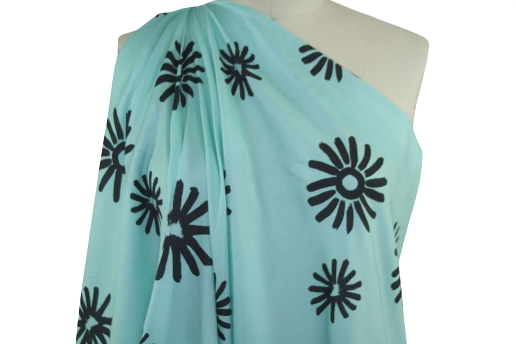 Flower Mama Soft Organic Cotton Sateen - Black on Mint