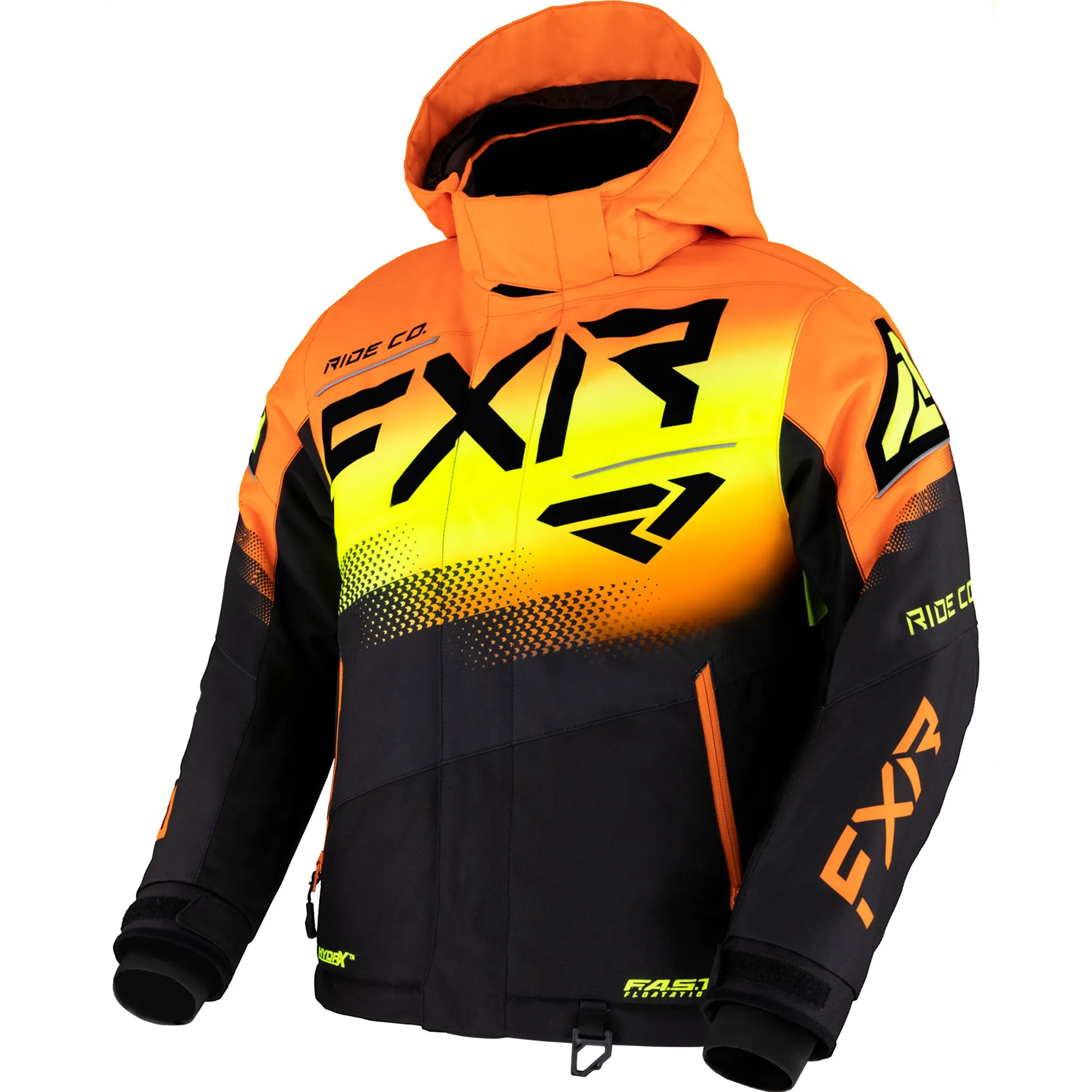 FXR  Child Boost Snowmobile Jacket Thermal Flex Insulated Black Orange Hi-Vis