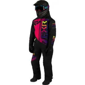 FXR Child Helium Snowmobile Monosuit Black/Neon Fusion Pink