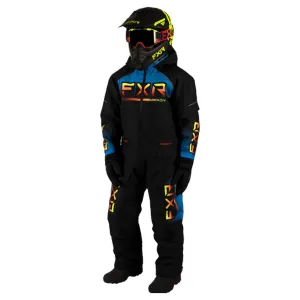 FXR Child Recruit Snowmobile Monosuit Black/Blue/Inferno