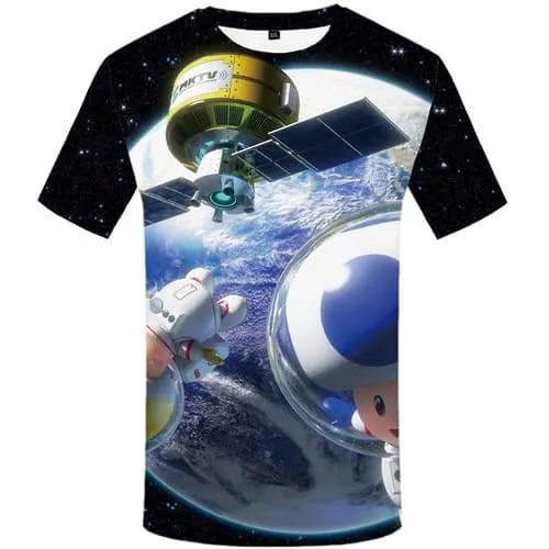 Galaxy Space T shirts Men Astronaut Tshirts Cool Earth T shirts Funny Cartoon T-shirts 3d Metal Tshirt Anime Short Sleeve