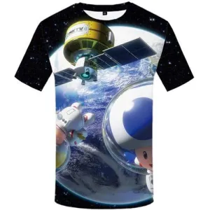 Galaxy Space T shirts Men Astronaut Tshirts Cool Earth T shirts Funny Cartoon T-shirts 3d Metal Tshirt Anime Short Sleeve