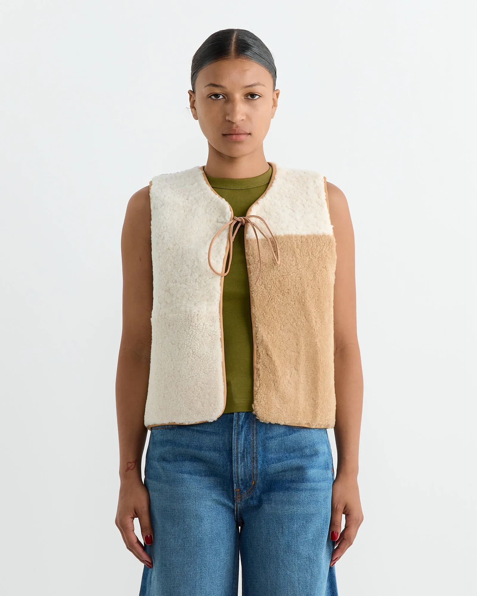 Gilet Patchwork Vest in Natural/Lilac