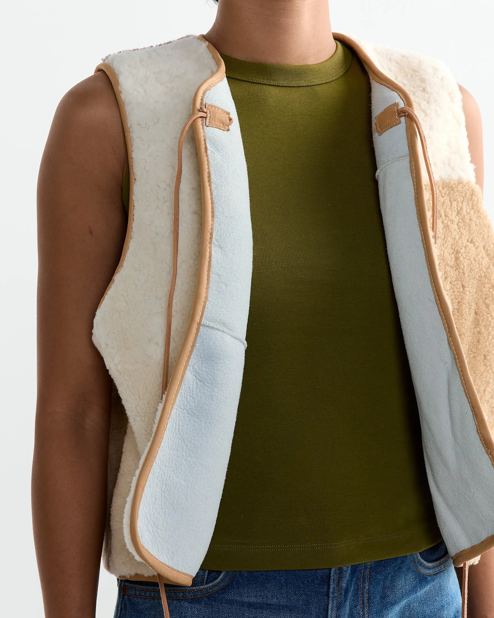 Gilet Patchwork Vest in Natural/Lilac