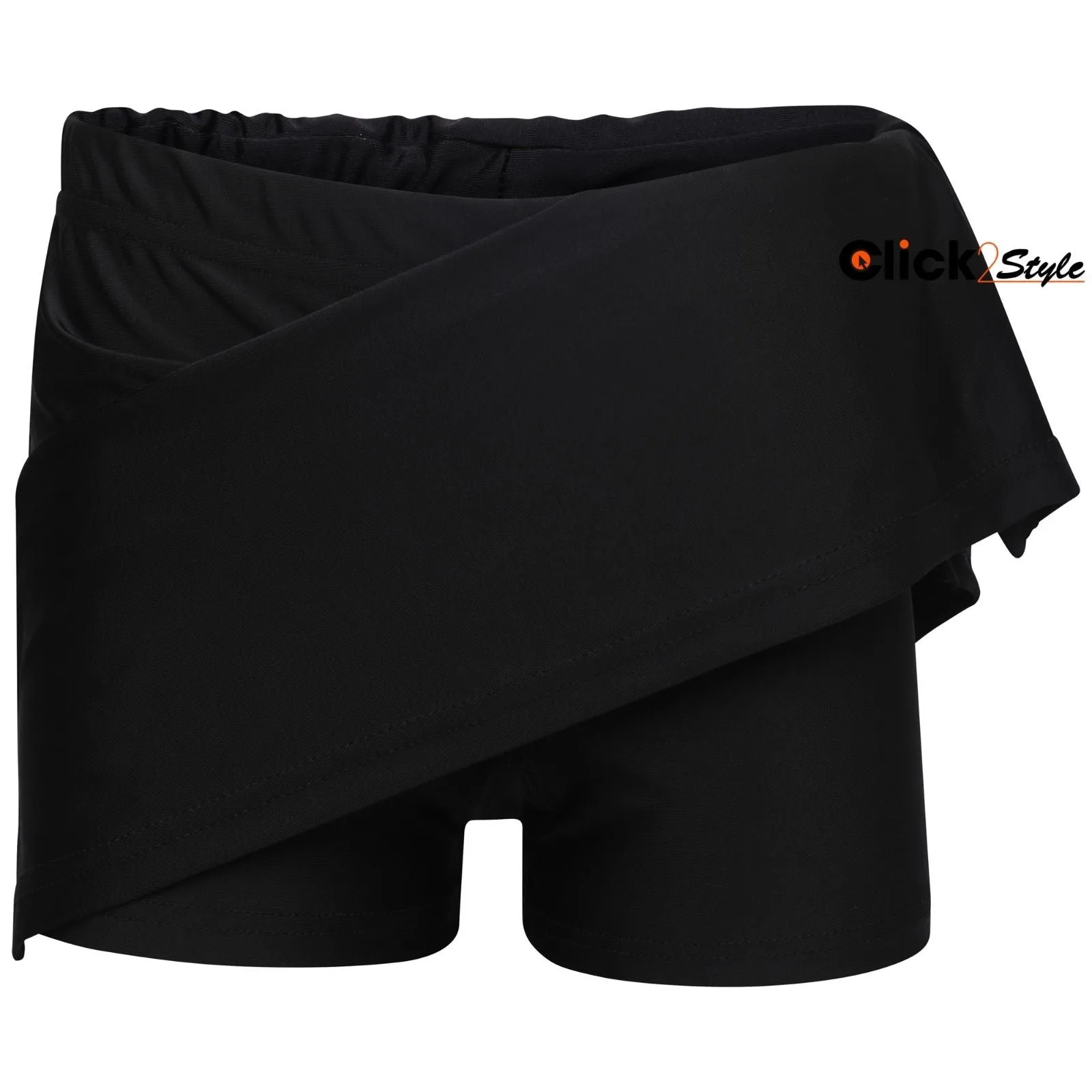 Girls Black Skort School Sports Outer Skirt and Base Layer Soft Stretch Fabric