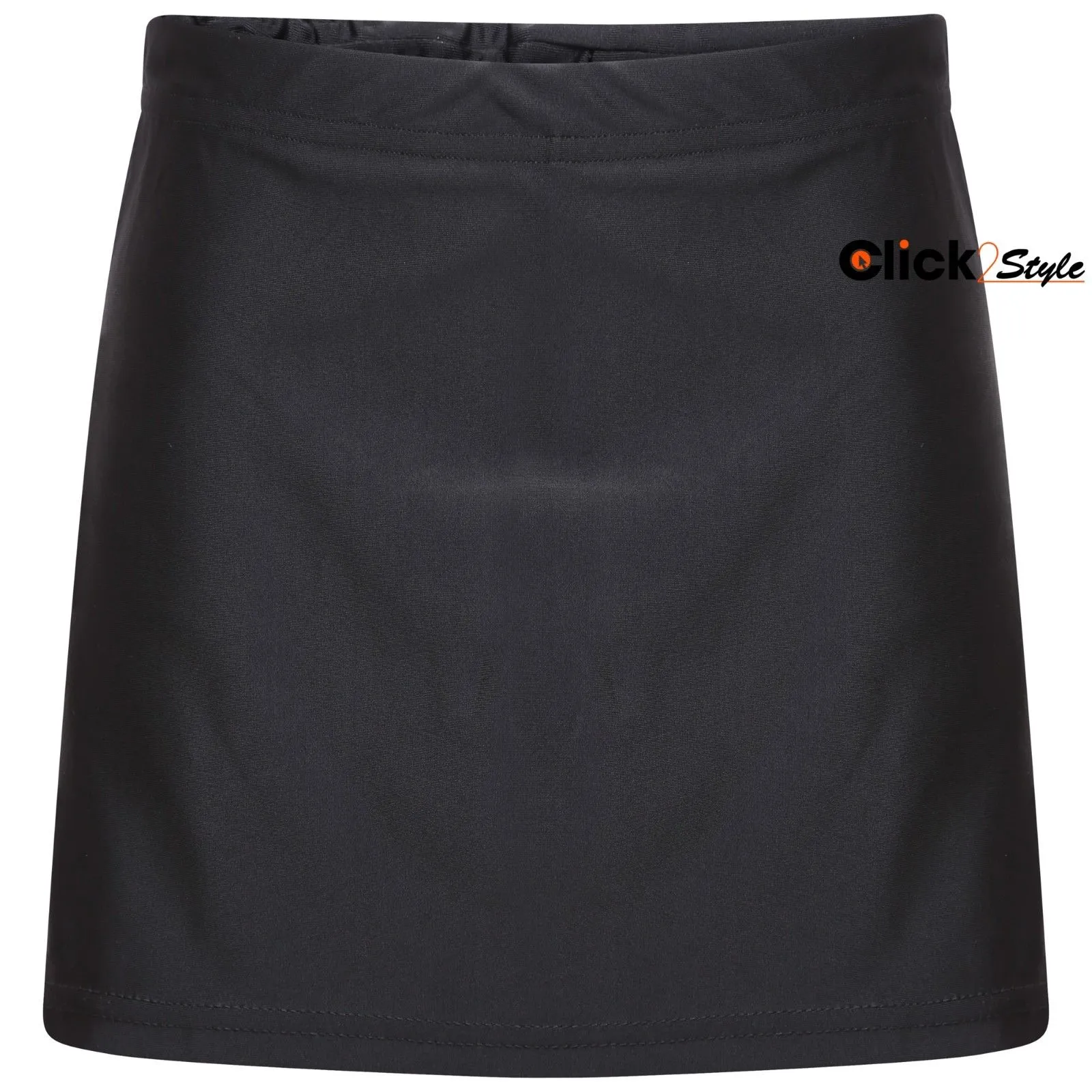 Girls Black Skort School Sports Outer Skirt and Base Layer Soft Stretch Fabric