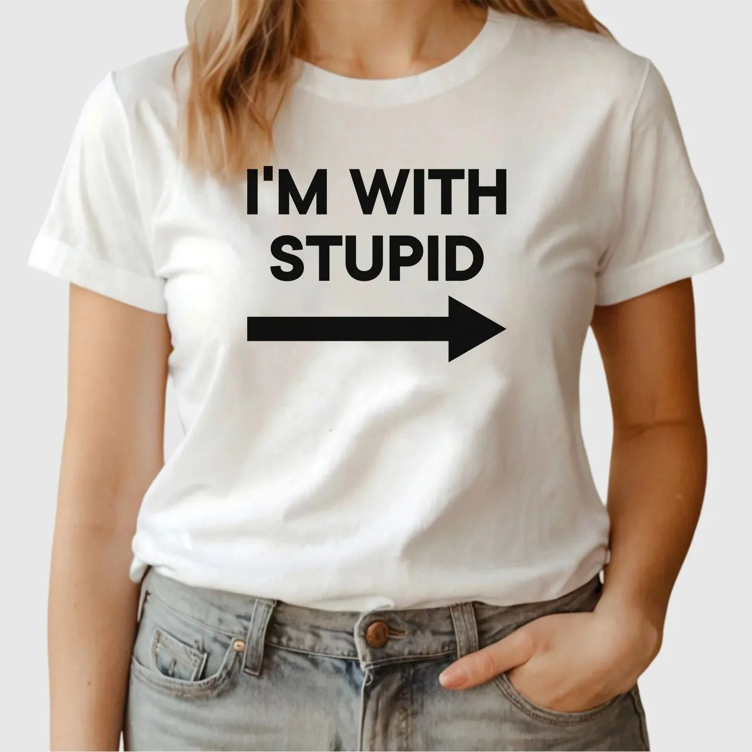 Humorous 'I'm With Stupid' Best Mate Tees - Novelty Birthday Gift